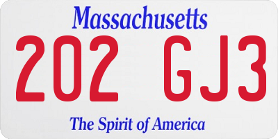 MA license plate 202GJ3