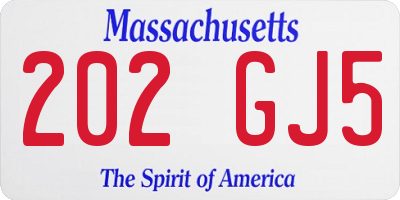 MA license plate 202GJ5