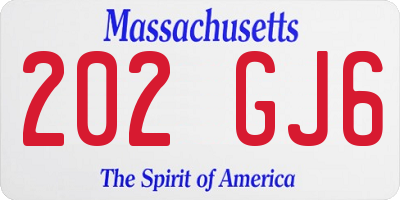 MA license plate 202GJ6