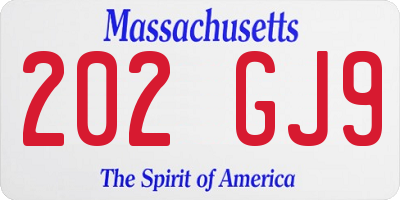 MA license plate 202GJ9