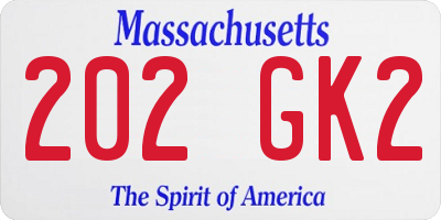 MA license plate 202GK2