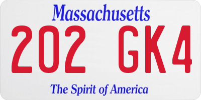 MA license plate 202GK4