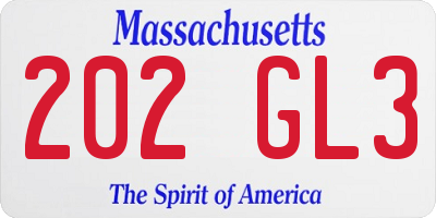 MA license plate 202GL3