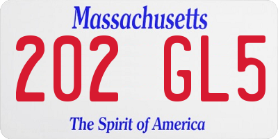MA license plate 202GL5