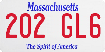MA license plate 202GL6