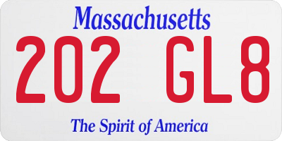 MA license plate 202GL8