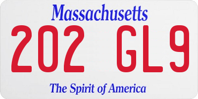 MA license plate 202GL9