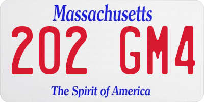 MA license plate 202GM4