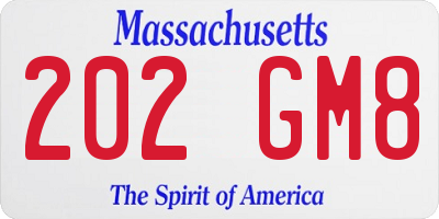 MA license plate 202GM8