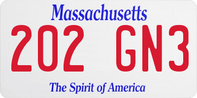 MA license plate 202GN3