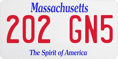 MA license plate 202GN5