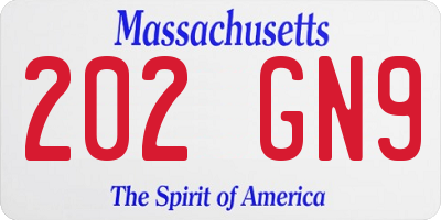 MA license plate 202GN9