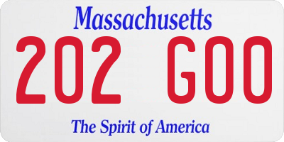 MA license plate 202GO0