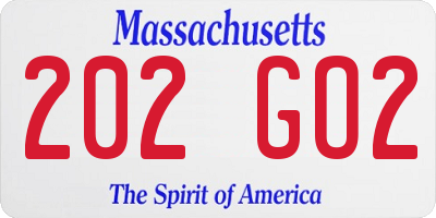 MA license plate 202GO2