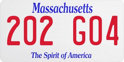 MA license plate 202GO4