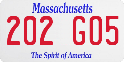 MA license plate 202GO5