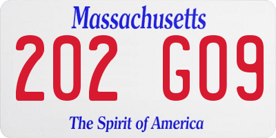 MA license plate 202GO9