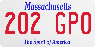 MA license plate 202GP0
