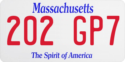 MA license plate 202GP7