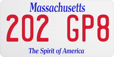 MA license plate 202GP8