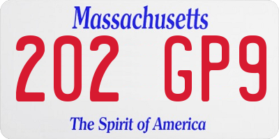 MA license plate 202GP9