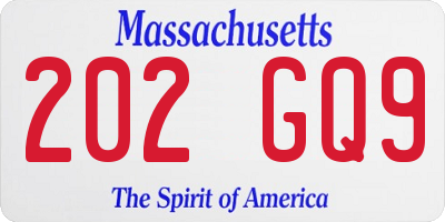MA license plate 202GQ9
