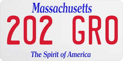 MA license plate 202GR0