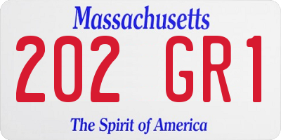 MA license plate 202GR1