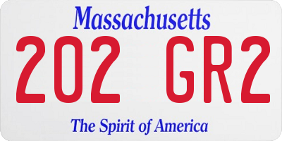 MA license plate 202GR2