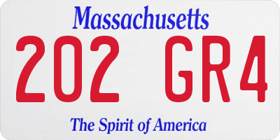 MA license plate 202GR4