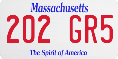 MA license plate 202GR5