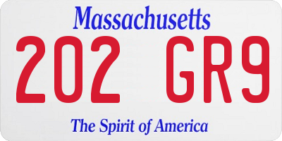 MA license plate 202GR9