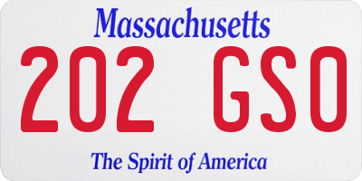 MA license plate 202GS0