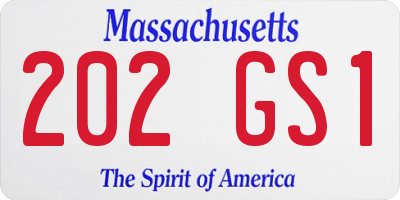 MA license plate 202GS1
