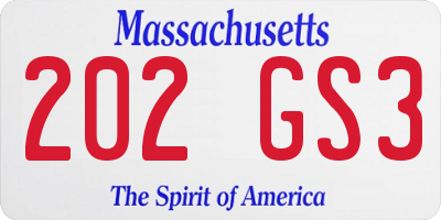 MA license plate 202GS3