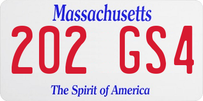 MA license plate 202GS4