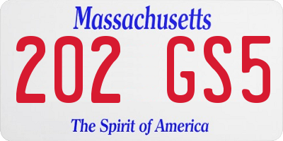 MA license plate 202GS5