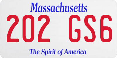 MA license plate 202GS6