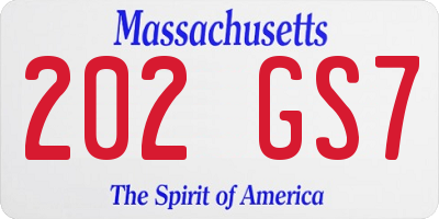 MA license plate 202GS7