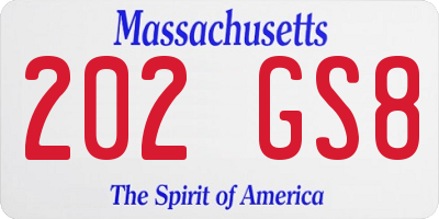 MA license plate 202GS8