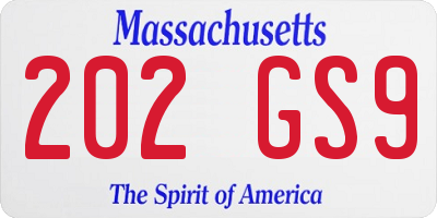 MA license plate 202GS9
