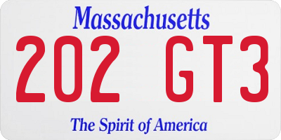 MA license plate 202GT3
