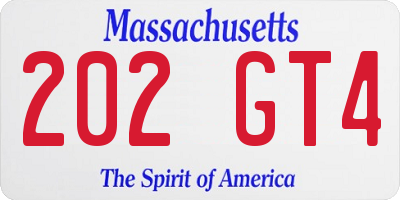 MA license plate 202GT4