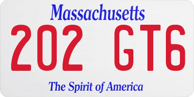 MA license plate 202GT6
