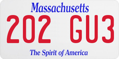 MA license plate 202GU3