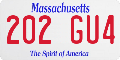 MA license plate 202GU4