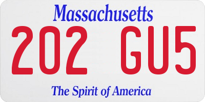MA license plate 202GU5
