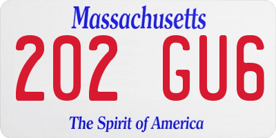 MA license plate 202GU6