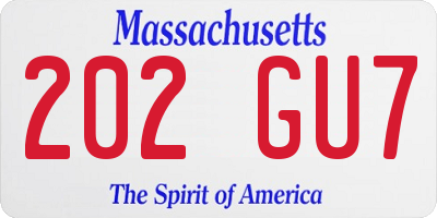 MA license plate 202GU7