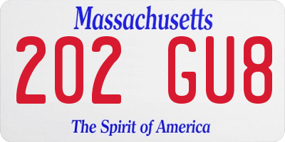 MA license plate 202GU8
